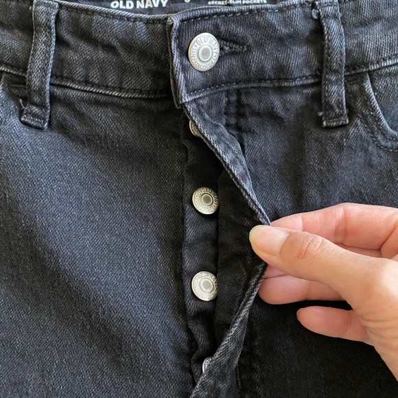 Old Navy Kicker Boot Cut Jeans Women's Extra High Rise Black Button Fly size 8 - Picture 3 of 5